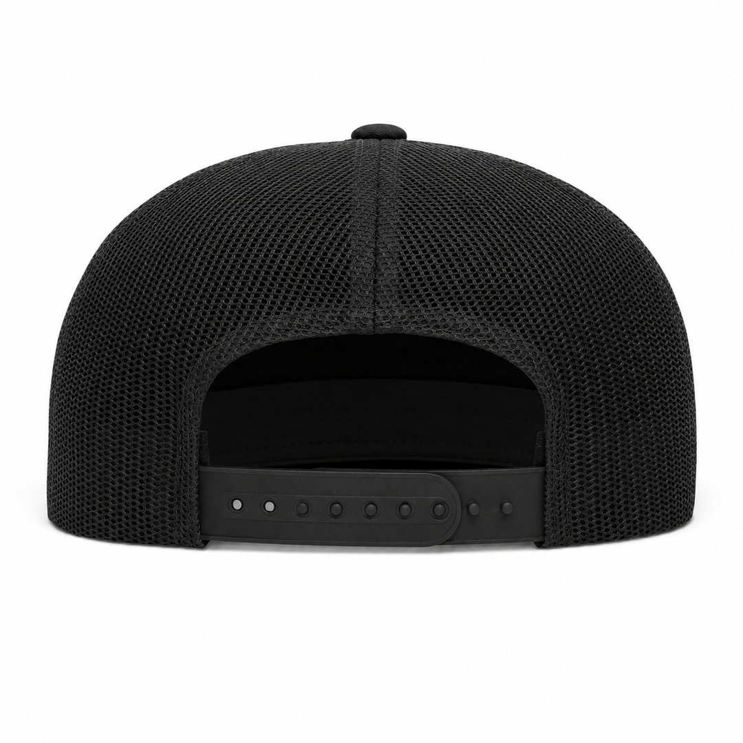 YP Classics Premium Blank 5-Panel Adjustable Trucker Snapback Hat - Black/Black - Product Image