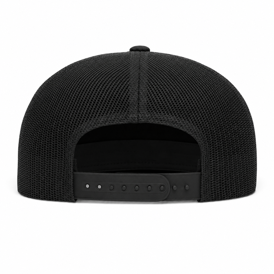 YP Classics Premium Blank 5-Panel Adjustable Trucker Snapback Hat - Black/Black - Product Image