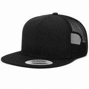 YP Classics Premium Blank 5-Panel Adjustable Trucker Snapback Hat - Black/Black - Product Image