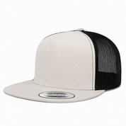 YP Classics Premium Blank 5-Panel Adjustable Trucker Snapback Hat - Stone/Black - Product Image