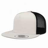YP Classics Premium Blank 5-Panel Adjustable Trucker Snapback Hat - Stone/Black