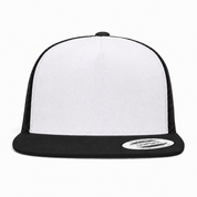 YP Classics Premium Blank 5-Panel Adjustable Trucker Snapback Hat - White/Black