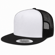 YP Classics Premium Blank 5-Panel Adjustable Trucker Snapback Hat - White/Black