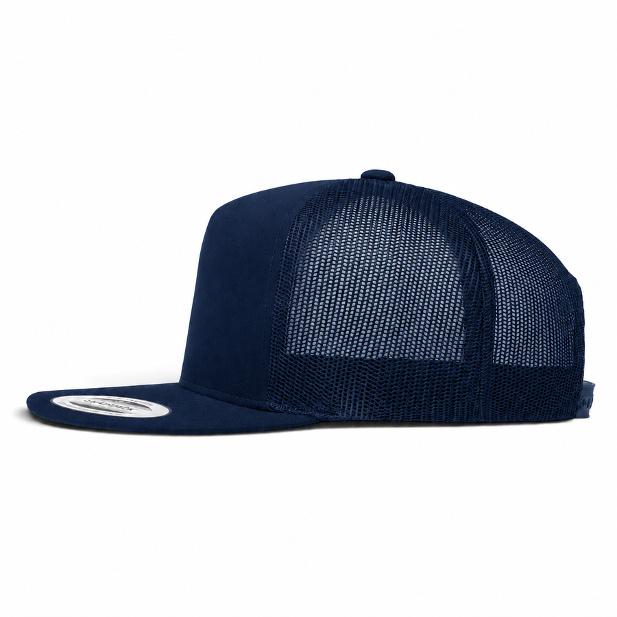 YP Classics Premium Blank 5-Panel Adjustable Trucker Snapback Hat - Navy/Navy