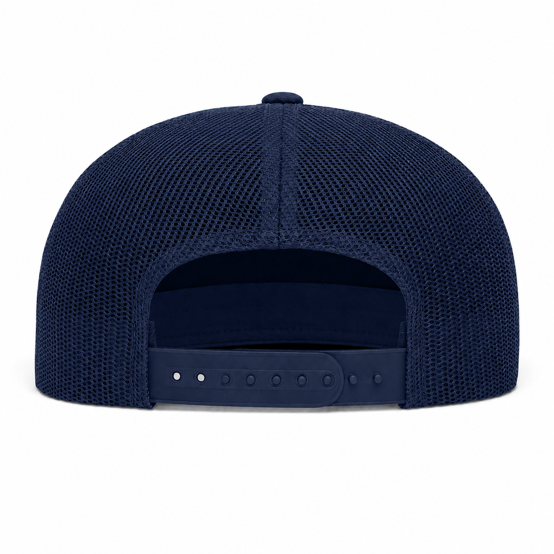 YP Classics Premium Blank 5-Panel Adjustable Trucker Snapback Hat - Navy/Navy - Product Image