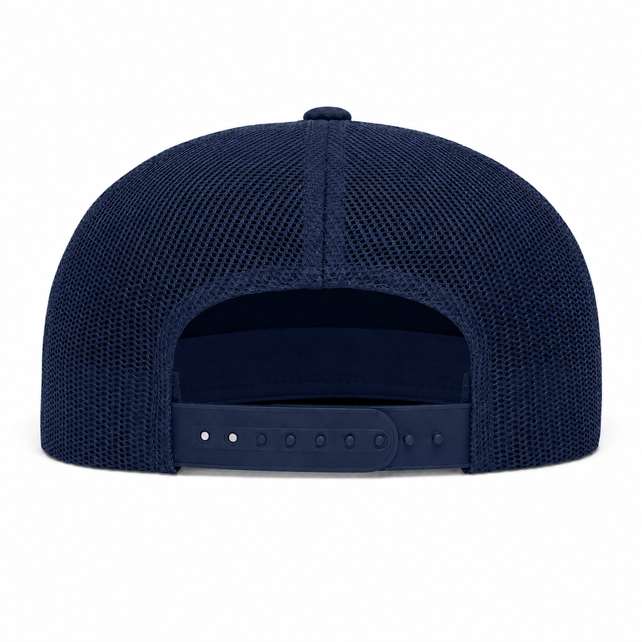 YP Classics Premium Blank 5-Panel Adjustable Trucker Snapback Hat - Navy/Navy