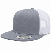 YP Classics Premium Blank 5-Panel Adjustable Trucker Snapback Hat - Heather Gray/White