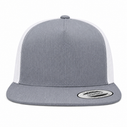 YP Classics Premium Blank 5-Panel Adjustable Trucker Snapback Hat - Heather Gray/White