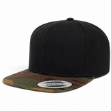 YP Classics Premium Blank 6-Panel Adjustable Snapback Hat - Black/Camouflage