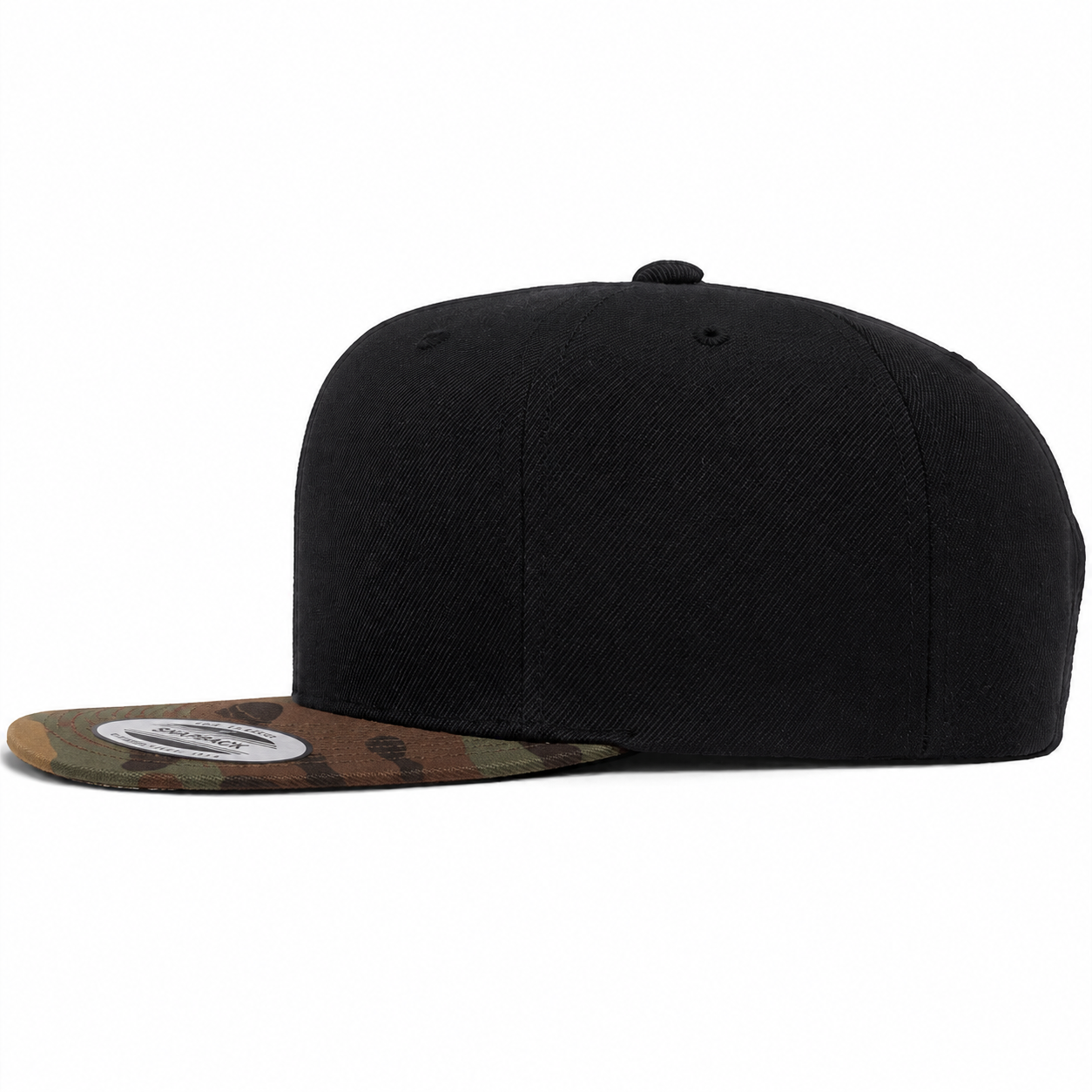 YP Classics Premium Blank 6-Panel Adjustable Snapback Hat - Black/Camouflage