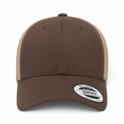 YP Classics Retro Blank 6-Panel Adjustable Trucker Snapback Hat - Brown/Sand