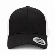 YP Classics Retro Blank 6-Panel Adjustable Trucker Snapback Hat - Black/White