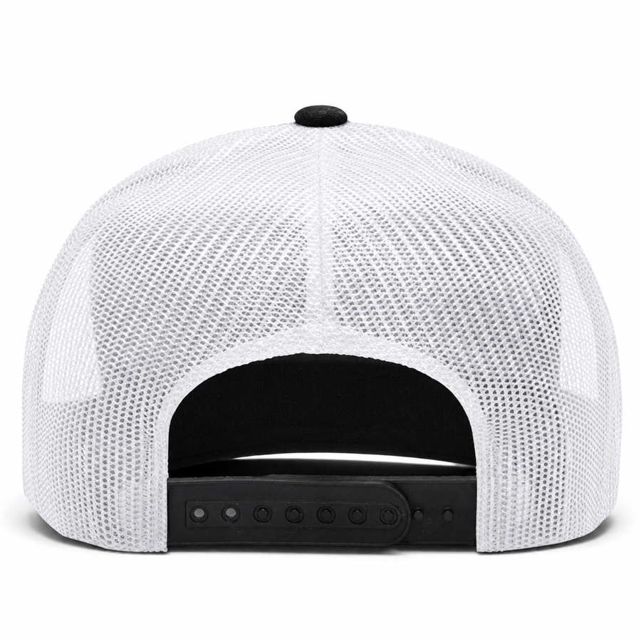 YP Classics Retro Blank 6-Panel Adjustable Trucker Snapback Hat - Black/White