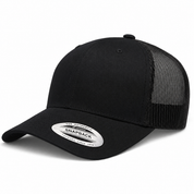 YP Classics Retro Blank 6-Panel Adjustable Trucker Snapback Hat - Black/Black