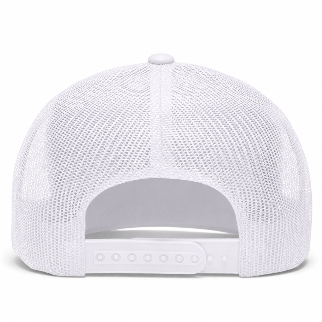 YP Classics Retro Blank 6-Panel Adjustable Trucker Snapback Hat - White/White - Product Image