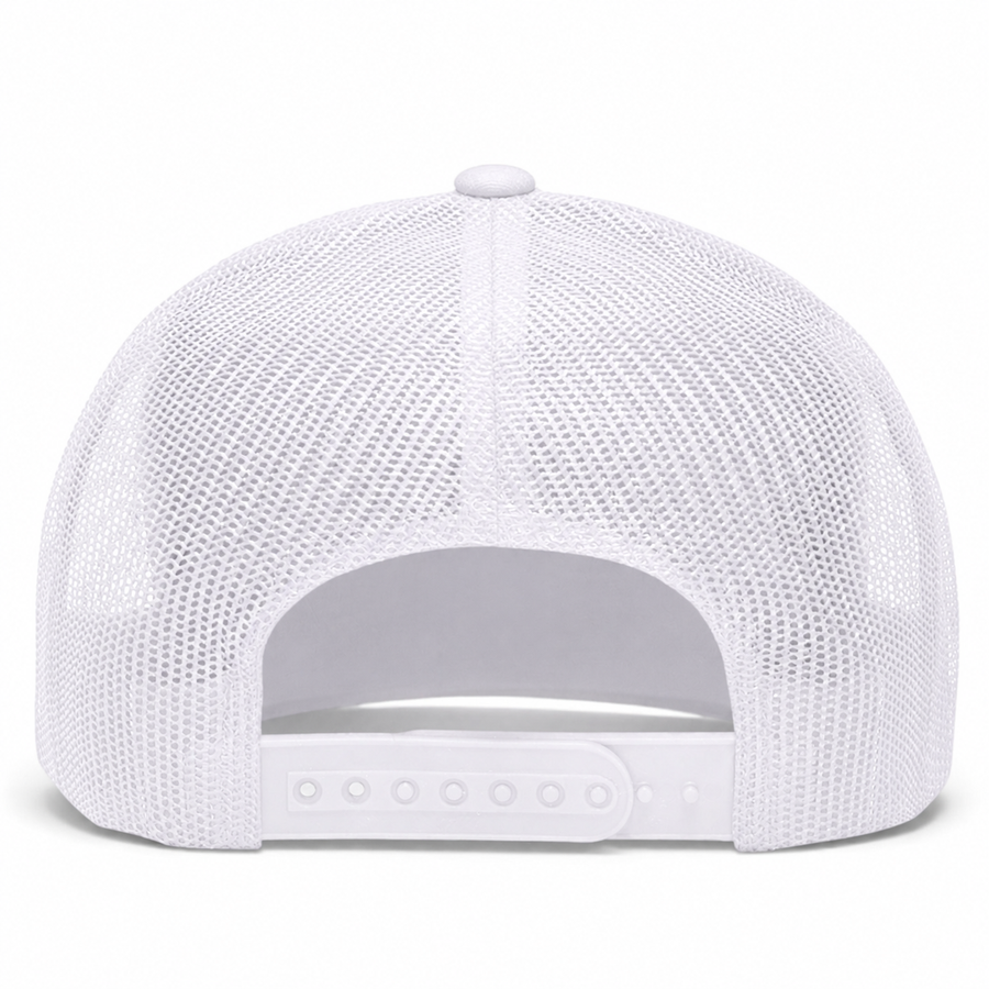 YP Classics Retro Blank 6-Panel Adjustable Trucker Snapback Hat - White/White