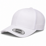 YP Classics Retro Blank 6-Panel Adjustable Trucker Snapback Hat - White/White