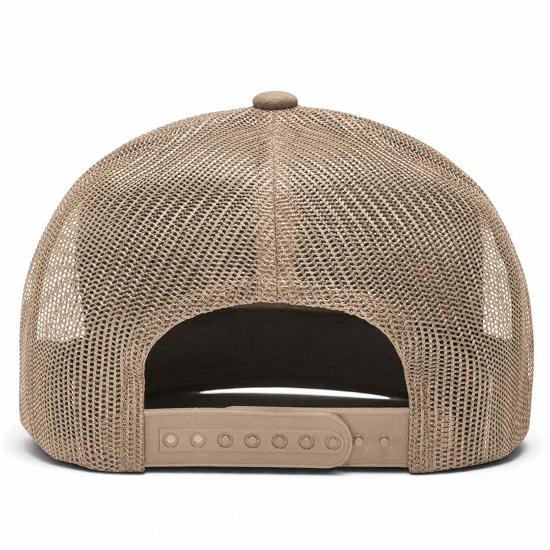 YP Classics Retro Blank 6-Panel Adjustable Trucker Snapback Hat - Khaki - Product Image