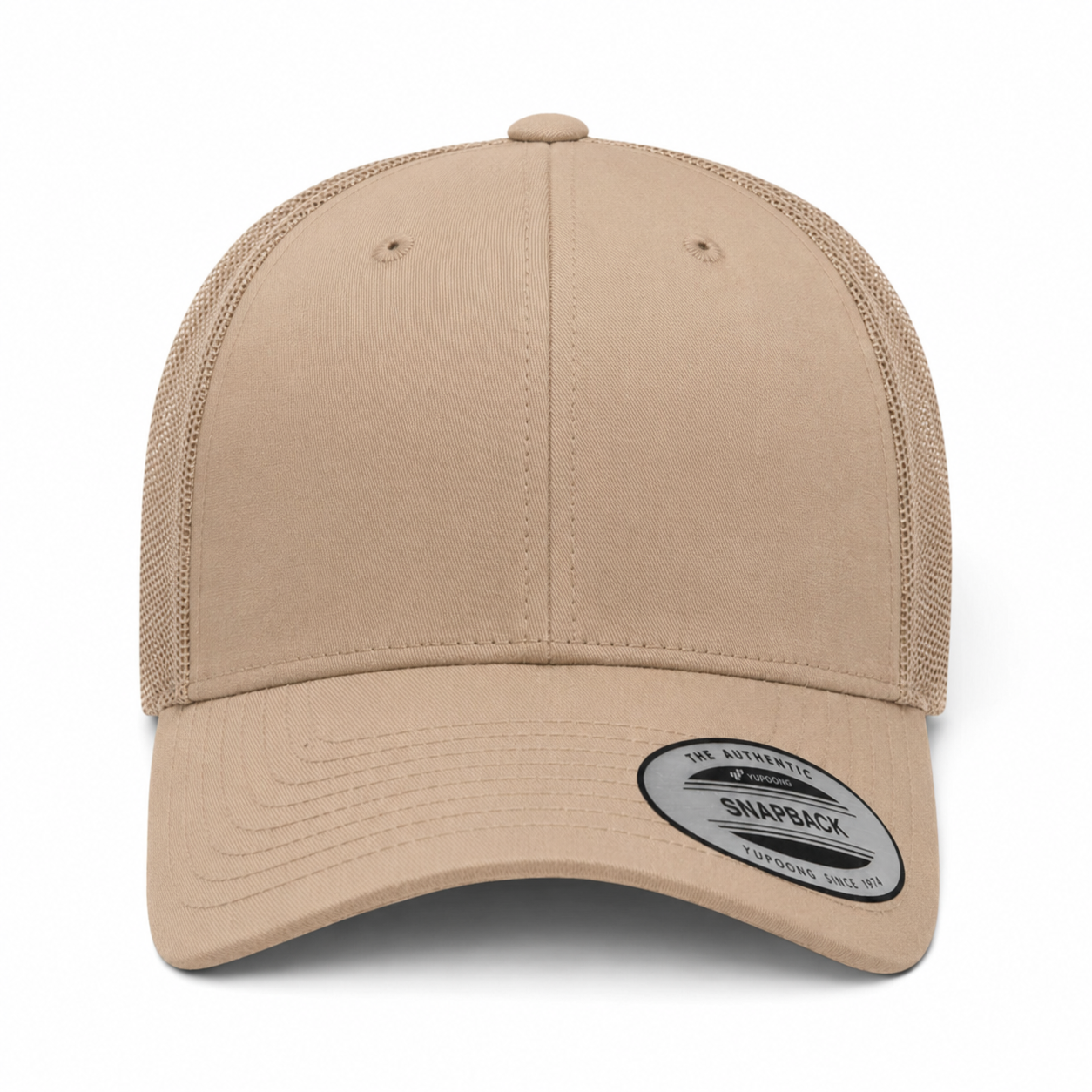 YP Classics Retro Blank 6-Panel Adjustable Trucker Snapback Hat - Khaki