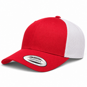 YP Classics Retro Blank 6-Panel Adjustable Trucker Snapback Hat - Red/White