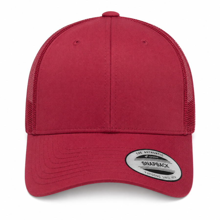 YP Classics Retro Blank 6-Panel Adjustable Trucker Snapback Hat - Maroon