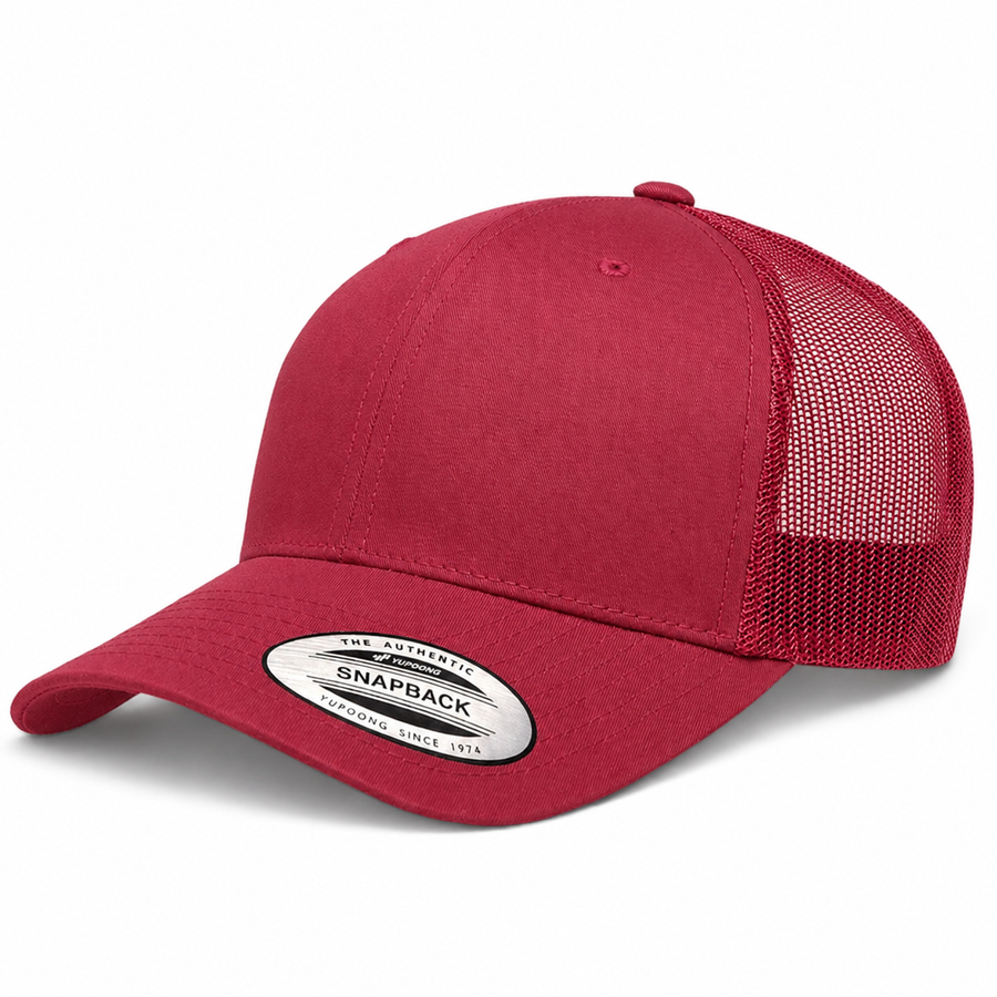 YP Classics Retro Blank 6-Panel Adjustable Trucker Snapback Hat - Maroon