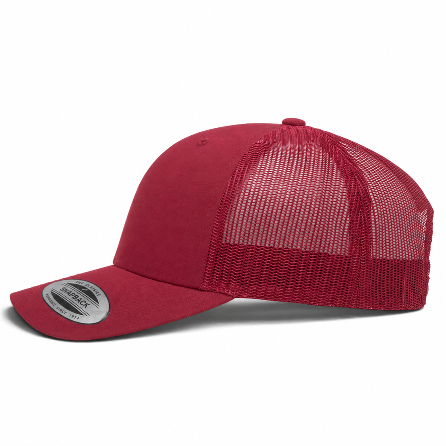 YP Classics Retro Blank 6-Panel Adjustable Trucker Snapback Hat - Maroon