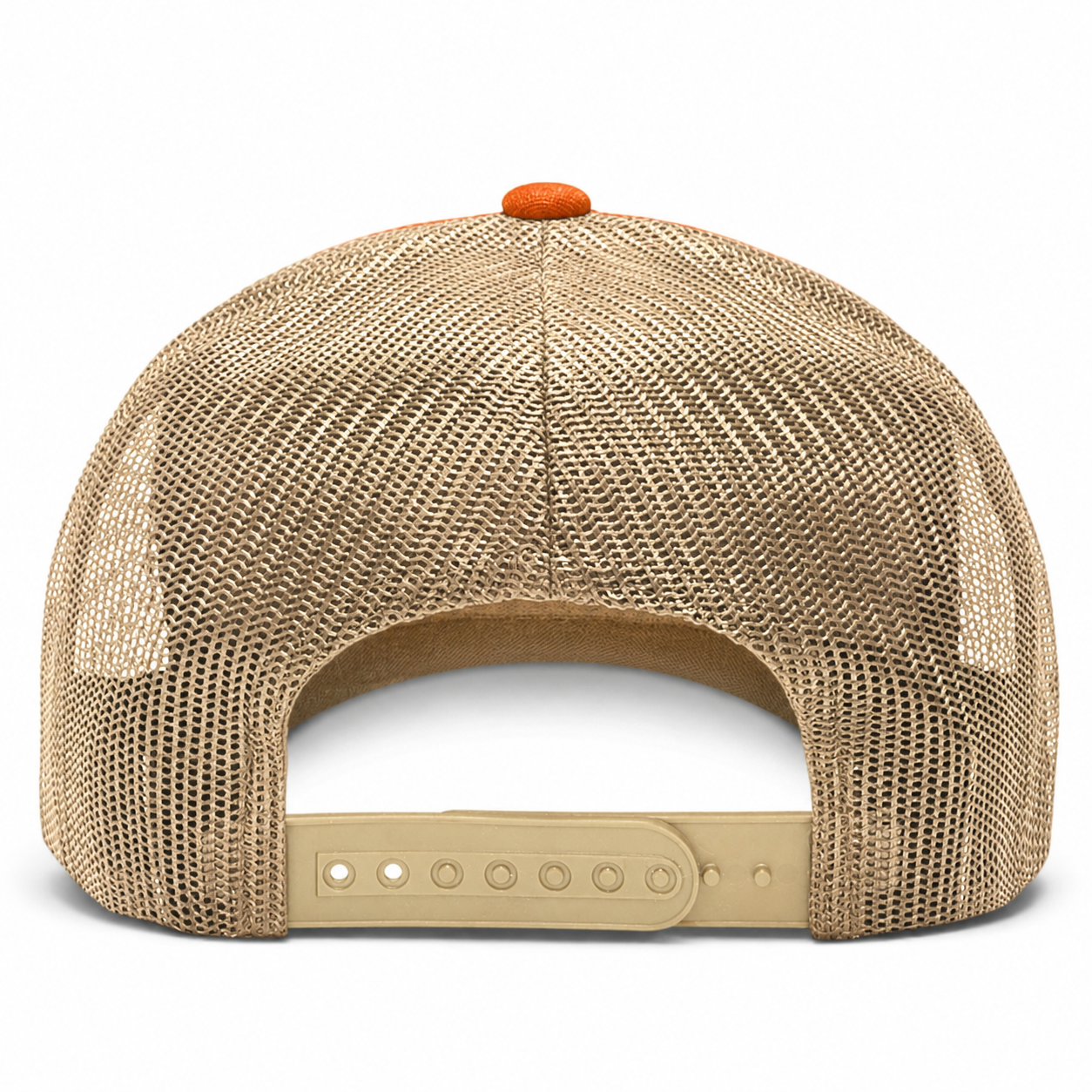 YP Classics Retro Blank 6-Panel Adjustable Trucker Snapback Hat - Orange/Khaki