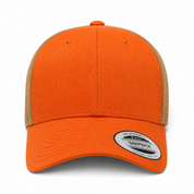 YP Classics Retro Blank 6-Panel Adjustable Trucker Snapback Hat - Orange/Khaki