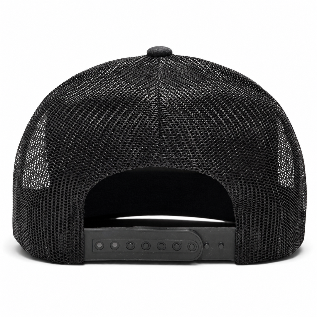 YP Classics Retro Blank 6-Panel Adjustable Trucker Snapback Hat - Dark Gray/Black - Product Image