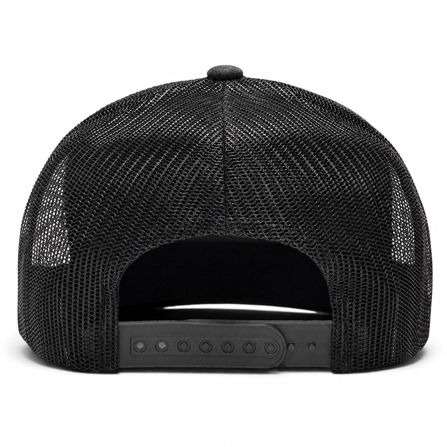 YP Classics Retro Blank 6-Panel Adjustable Trucker Snapback Hat - Dark Gray/Black