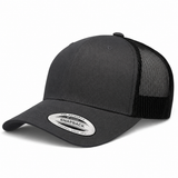 YP Classics Retro Blank 6-Panel Adjustable Trucker Snapback Hat - Dark Gray/Black