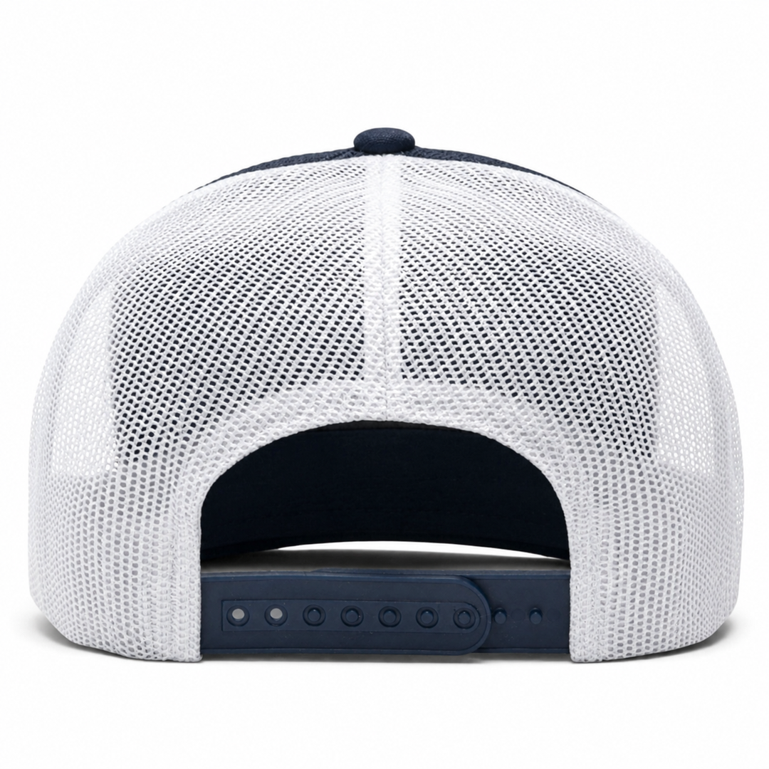 YP Classics Retro Blank 6-Panel Adjustable Trucker Snapback Hat - Navy/White - Product Image