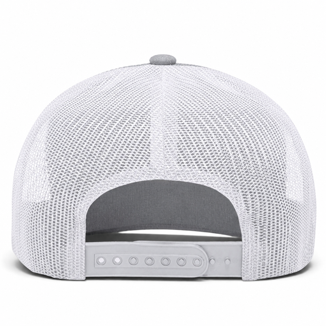 YP Classics Retro Blank 6-Panel Adjustable Trucker Snapback Hat - Heather Gray/White - Product Image