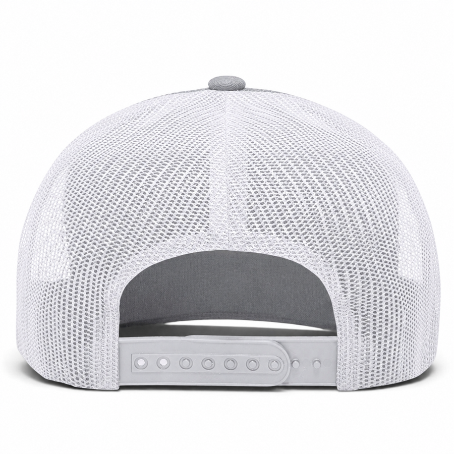 YP Classics Retro Blank 6-Panel Adjustable Trucker Snapback Hat - Heather Gray/White