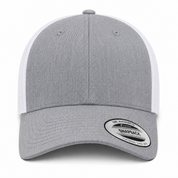 YP Classics Retro Blank 6-Panel Adjustable Trucker Snapback Hat - Heather Gray/White