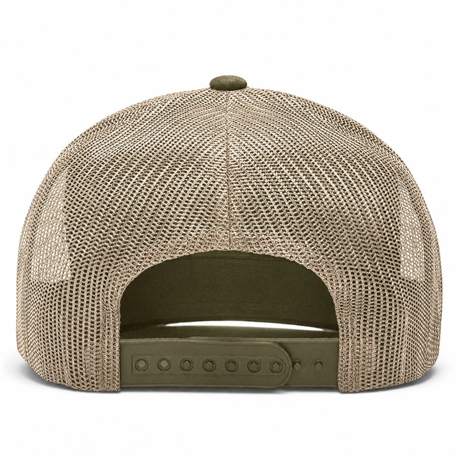 YP Classics Retro Blank 6-Panel Adjustable Trucker Snapback Hat - Olive/Khaki