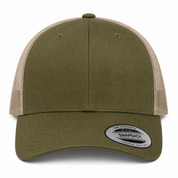 YP Classics Retro Blank 6-Panel Adjustable Trucker Snapback Hat - Olive/Khaki
