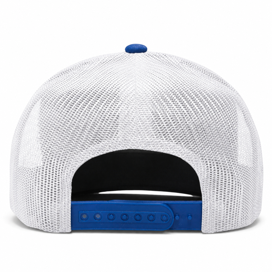 YP Classics Retro Blank 6-Panel Adjustable Trucker Snapback Hat - Blue/White