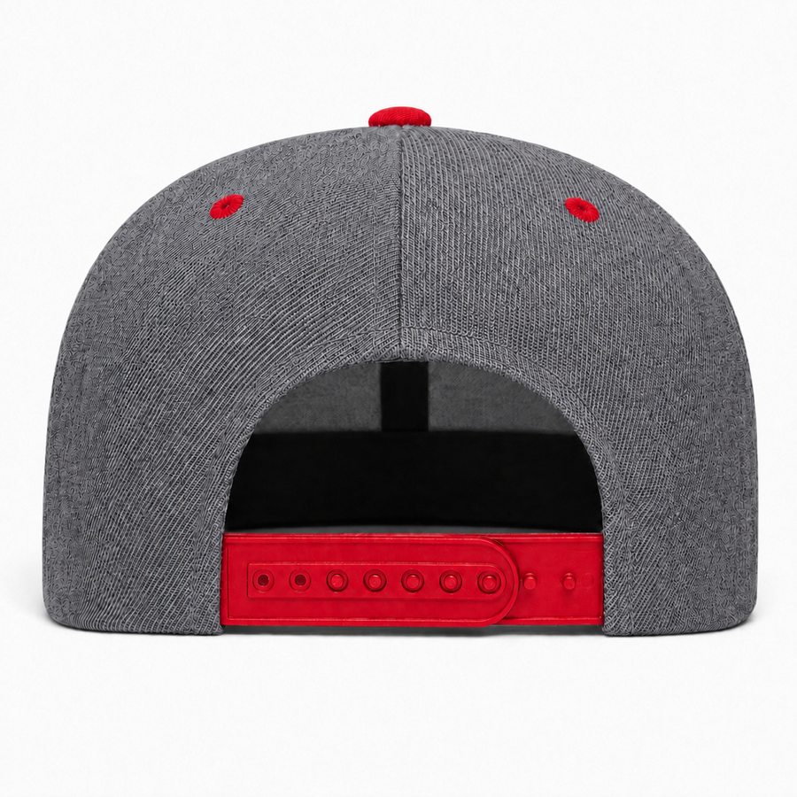 YP Classics Premium Blank 6-Panel Adjustable Snapback Hat - Dark Gray/Red