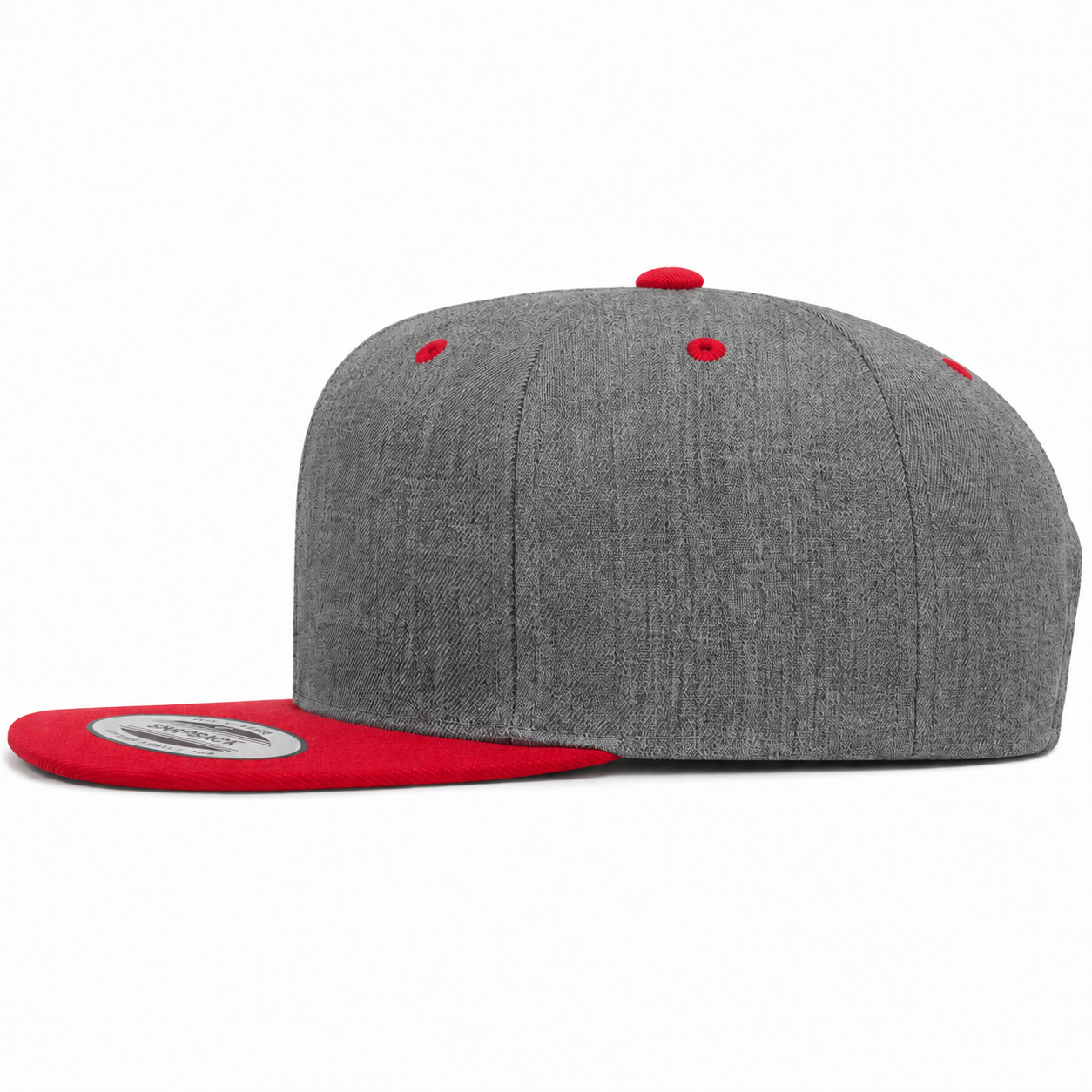 YP Classics Premium Blank 6-Panel Adjustable Snapback Hat - Dark Gray/Red