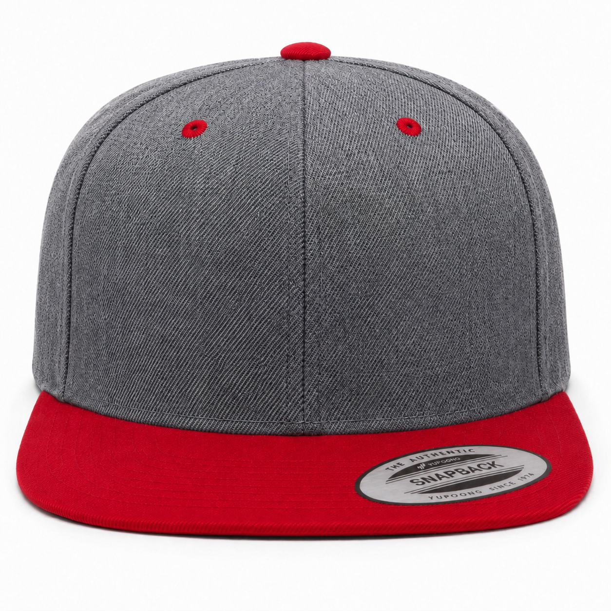 YP Classics Premium Blank 6-Panel Adjustable Snapback Hat - Dark Gray/Red