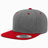 YP Classics Premium Blank 6-Panel Adjustable Snapback Hat - Dark Gray/Red