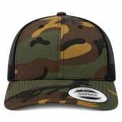 YP Classics Retro Blank 6-Panel Adjustable Trucker Snapback Hat - Camouflage/Black