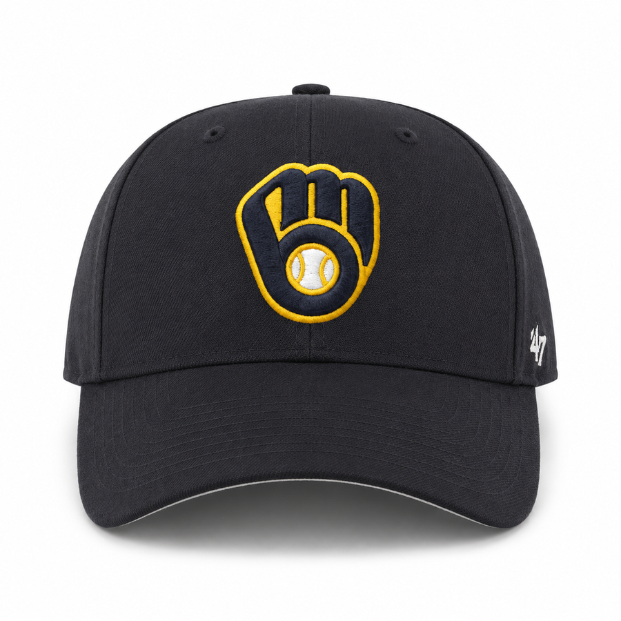 Milwaukee Brewers'47 Brand MVP Adjustable Baseball Cap - Navy - Product Image