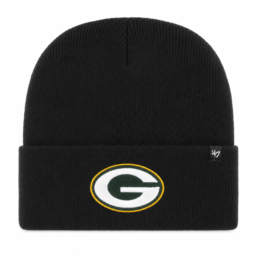 Green Bay Packers '47 Brand Cuff Knit Beanie - Black - Product Image