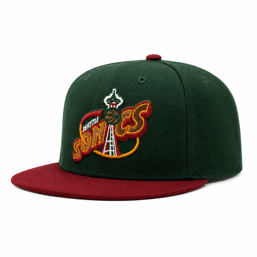 Seattle Sonics Dark Green/Maroon Mitchell & Ness OG Adjustable Snapback Hat - Product Image