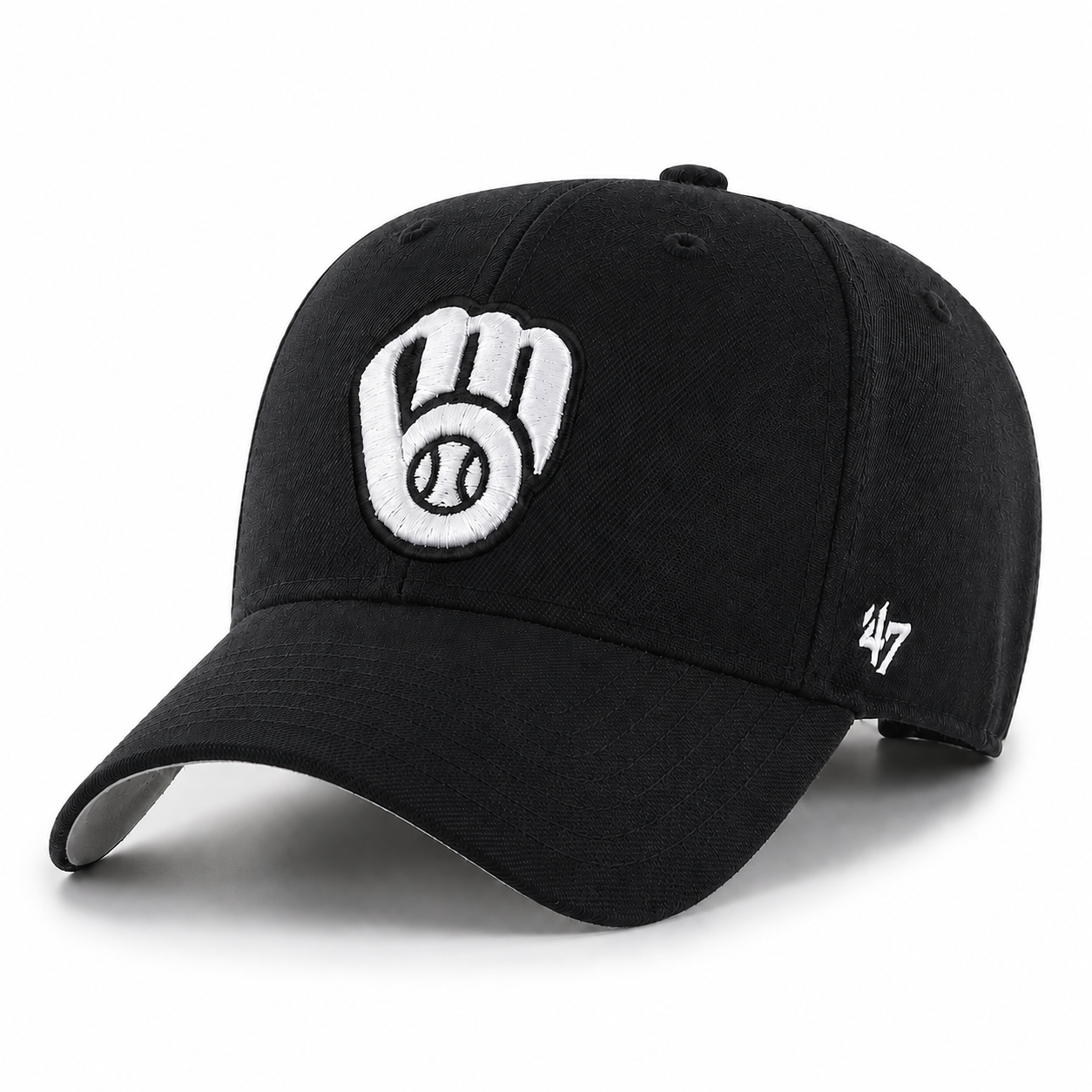 Milwaukee Brewers'47 Brand MVP Adjustable Baseball Cap - Black - Product Image