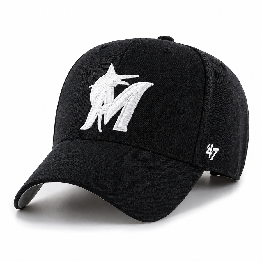 Miami Marlins '47 Brand MVP Adjustable Baseball Cap - Black - Product Image