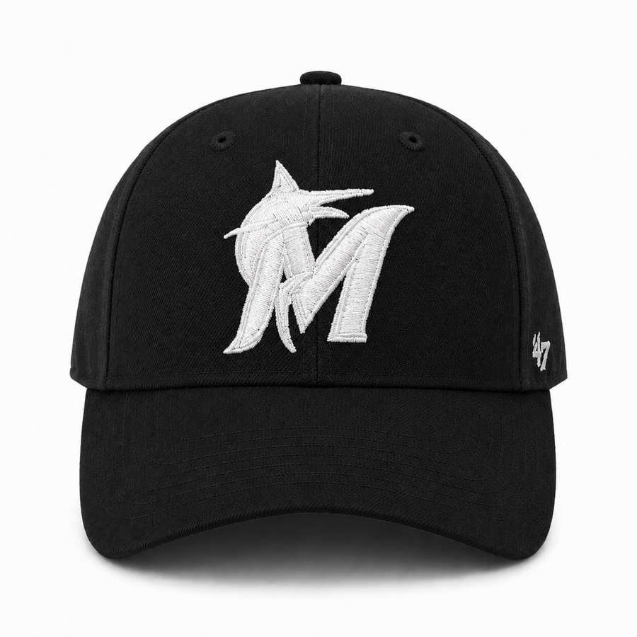 Miami Marlins '47 Brand MVP Adjustable Baseball Cap - Black - Product Image
